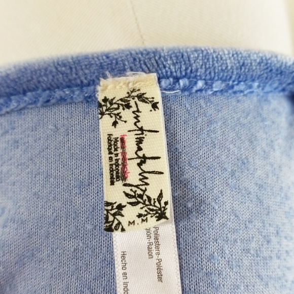 Intimately Free People Womens Top Sz M Blue Velour - Picture 6 of 6